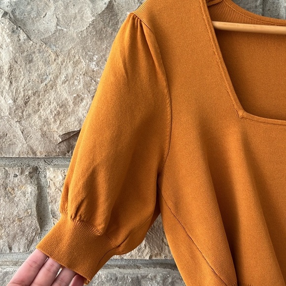 Eva Mendes Mustard Yellow Square Neck Crop Top Size Large - Picture 3 of 12